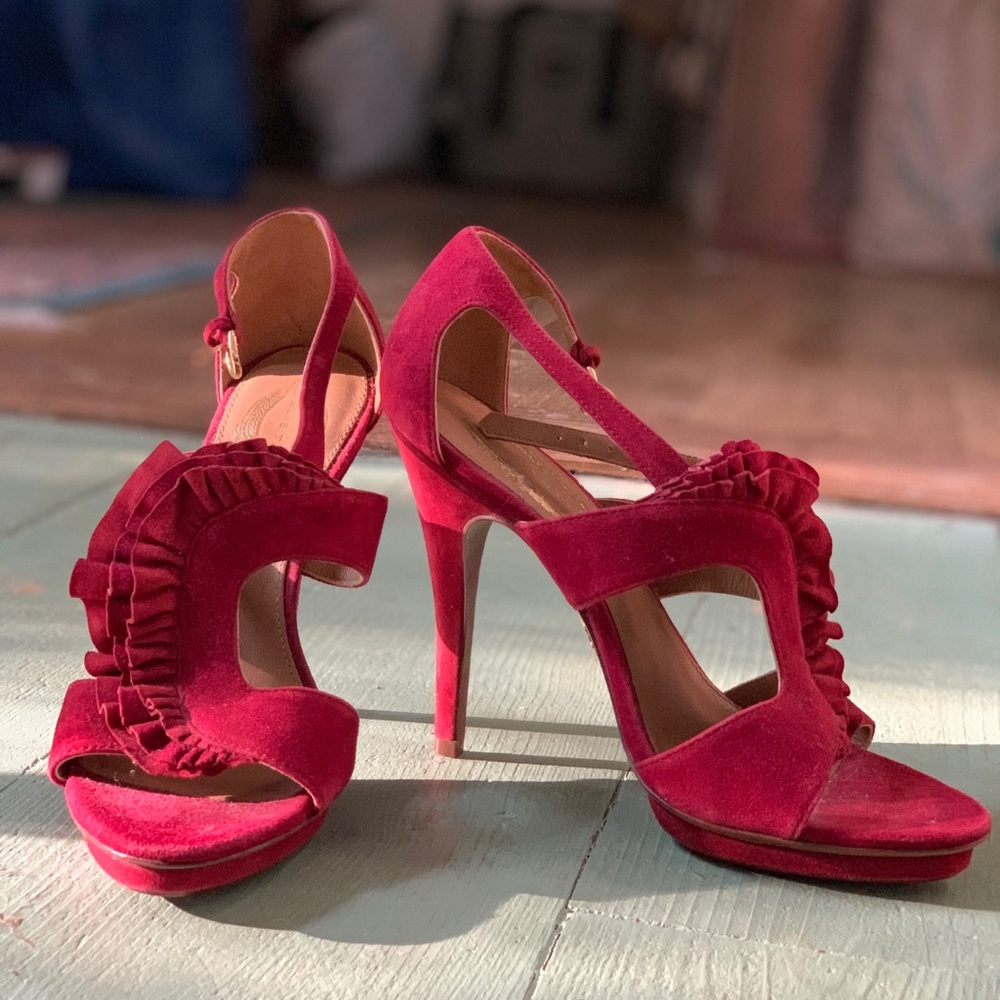 Red suede stilettos size 39